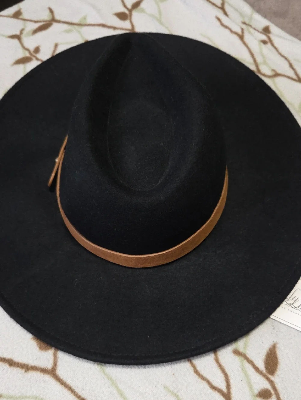 Black Carly Jean Los Angeles Benton Wool hat Size Medium Leather New With Tags